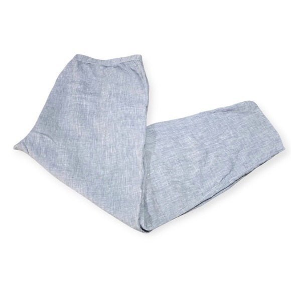 Eileen Fisher Petite Organic Linen Crop Pants Pale Blue Chambray PL - Picture 5 of 11
